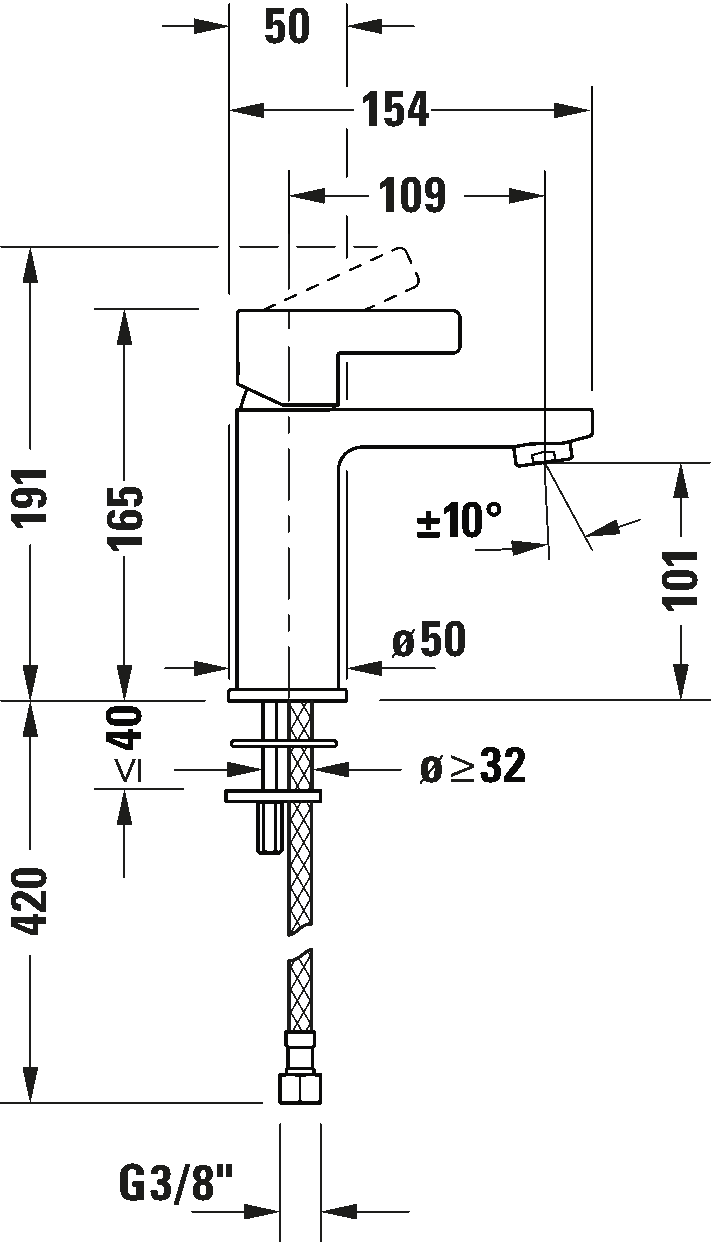 Mezclador monomando para lavabo M, DE1020002