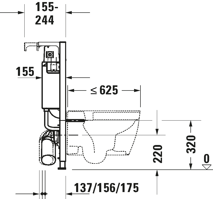 Bastidor para inodoro susp. en paredes ligeras estándar, WD1016