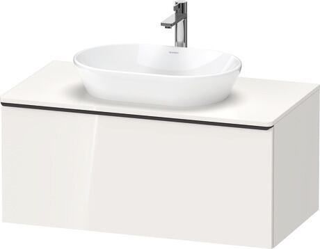 Meuble sous lavabo suspendu pour plan de toilette, DE49480BD220000 Blanc brillant, Décor, Poignée Noir diamant