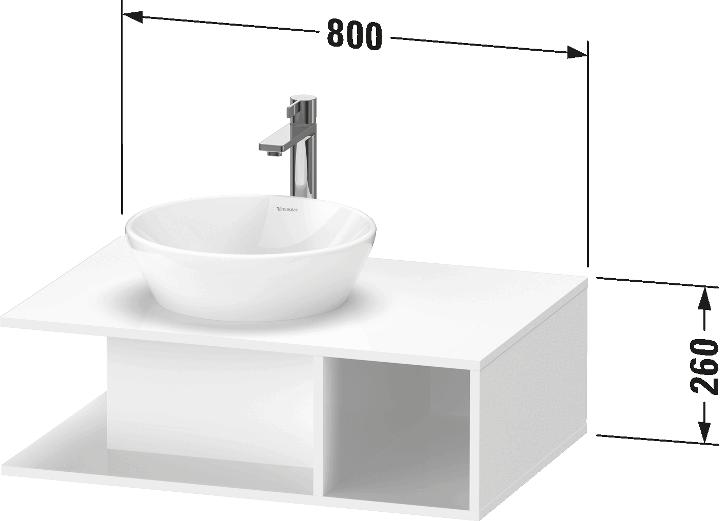 Meuble sous lavabo suspendu pour plan de toilette, DE4928