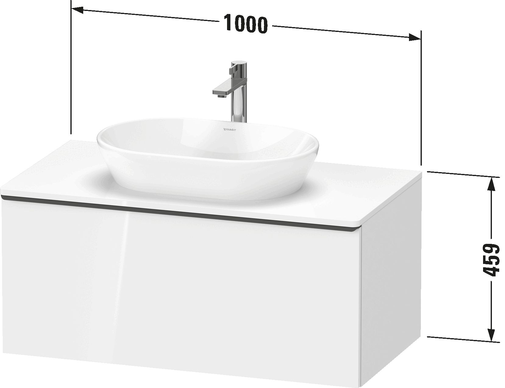 Meuble sous lavabo suspendu pour plan de toilette, DE4948