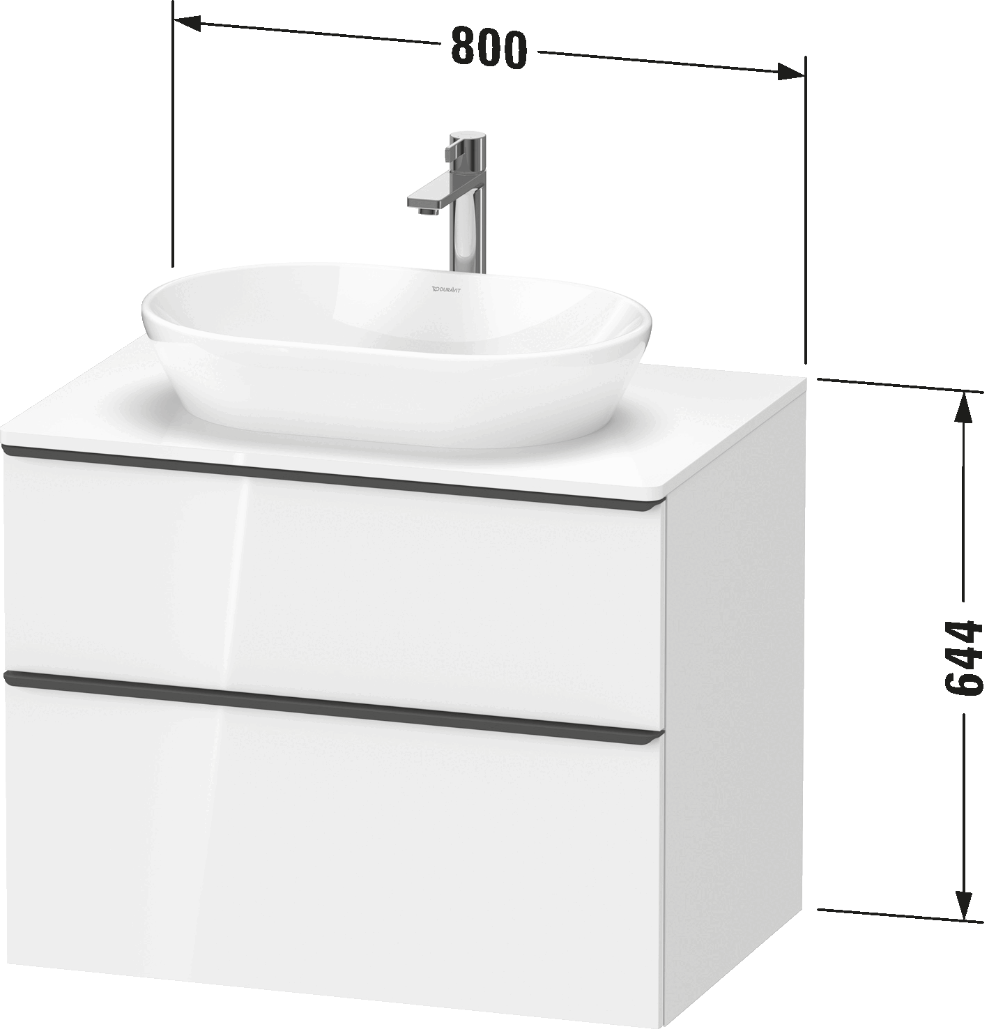Meuble sous lavabo suspendu pour plan de toilette, DE4967