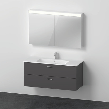 Möbelwaschtisch mit Waschtischunterbau und Spiegelschrank, XB007804949 Graphit Matt, Dekor
