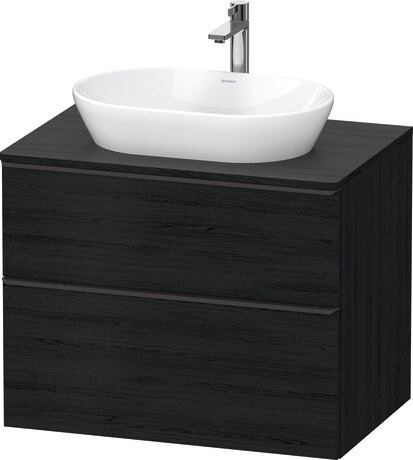 Meuble sous lavabo suspendu pour plan de toilette, DE49670BD160000 Chêne noir mat, Décor, Poignée Noir diamant