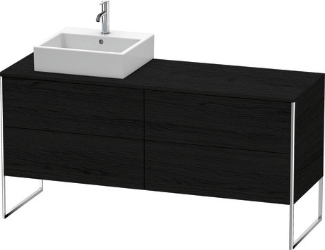 Meuble sous lavabo à poser pour plan de toilette, XS4924L1616 Chêne noir mat, Décor