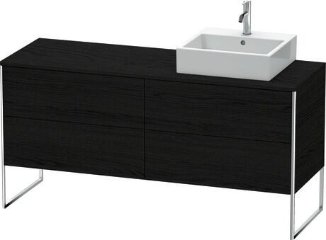 Meuble sous lavabo à poser pour plan de toilette, XS4924R1616 Chêne noir mat, Décor