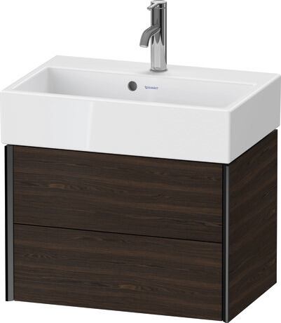 Mueble bajo lavabo suspendido, XV43160B269 Nogal cepillado Mate, Chapa de madera auténtica, Perfil: Negro, Distribución interior Opcional