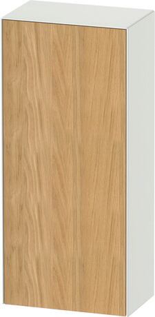 Semi-tall cabinet, WT1322LH536 Hinge position: Left, Front: Natural oak Matt, Solid wood, Corpus: White Satin Matt, Lacquer