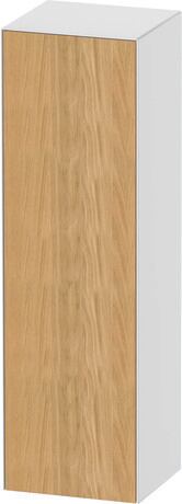 Semi-tall cabinet, WT1332LH585 Hinge position: Left, Front: Natural oak Matt, Solid wood, Corpus: White High Gloss, Lacquer