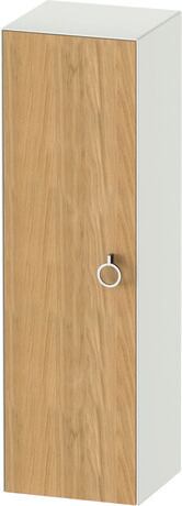 Semi-tall cabinet, WT1333LH536 Hinge position: Left, Front: Natural oak Matt, Solid wood, Corpus: White Satin Matt, Lacquer