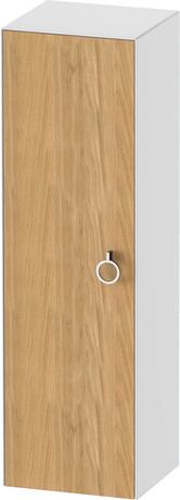 Semi-tall cabinet, WT1333LH585 Hinge position: Left, Front: Natural oak Matt, Solid wood, Corpus: White High Gloss, Lacquer