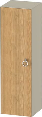 Semi-tall cabinet, WT1333LH5H3 Hinge position: Left, Front: Natural oak Matt, Solid wood, Corpus: taupe High Gloss, Lacquer