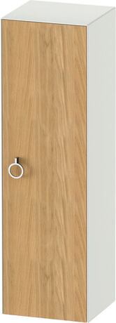 Semi-tall cabinet, WT1333RH536 Hinge position: Right, Front: Natural oak Matt, Solid wood, Corpus: White Satin Matt, Lacquer