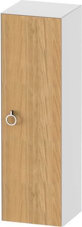 Semi-tall cabinet, WT1333RH585 Hinge position: Right, Front: Natural oak Matt, Solid wood, Corpus: White High Gloss, Lacquer