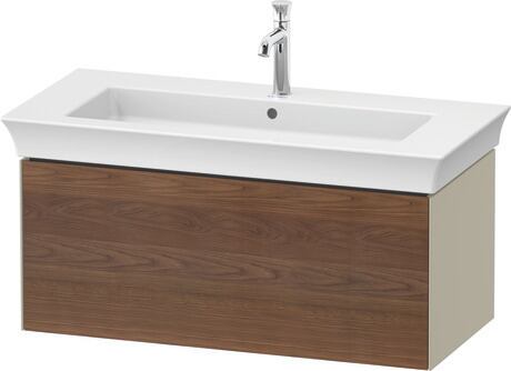 Vanity unit wall-mounted, WT4242077H3 Front: American walnut Matt, Solid wood, Corpus: taupe High Gloss, Lacquer