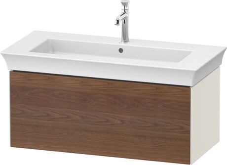Vanity unit wall-mounted, WT4242077H4 Front: American walnut Matt, Solid wood, Corpus: Nordic white High Gloss, Lacquer