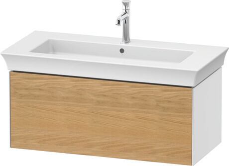 Vanity unit wall-mounted, WT42420H585 Front: Natural oak Matt, Solid wood, Corpus: White High Gloss, Lacquer