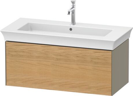 Vanity unit wall-mounted, WT42420H5H2 Front: Natural oak Matt, Solid wood, Corpus: Stone grey High Gloss, Lacquer