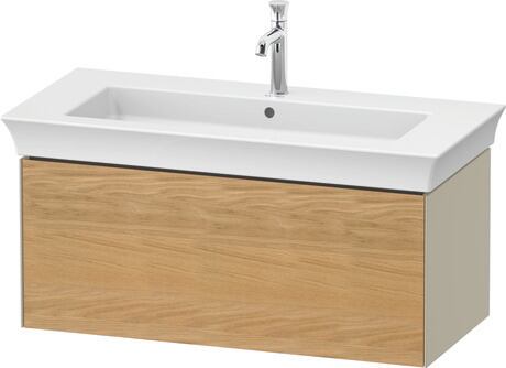 Vanity unit wall-mounted, WT42420H5H3 Front: Natural oak Matt, Solid wood, Corpus: taupe High Gloss, Lacquer
