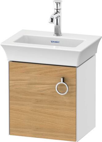 Vanity unit wall-mounted, WT4250LH585 Front: Natural oak Matt, Solid wood, Corpus: White High Gloss, Lacquer