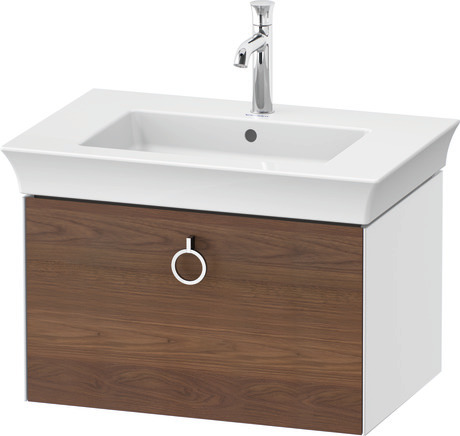 Vanity unit wall-mounted, WT425107785 Front: American walnut Matt, Solid wood, Corpus: White High Gloss, Lacquer