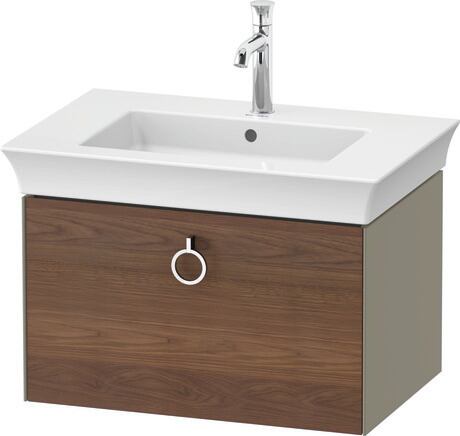 Vanity unit wall-mounted, WT4251077H2 Front: American walnut Matt, Solid wood, Corpus: Stone grey High Gloss, Lacquer
