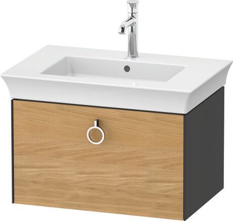 Vanity unit wall-mounted, WT42510H5H1 Front: Natural oak Matt, Solid wood, Corpus: Graphite High Gloss, Lacquer