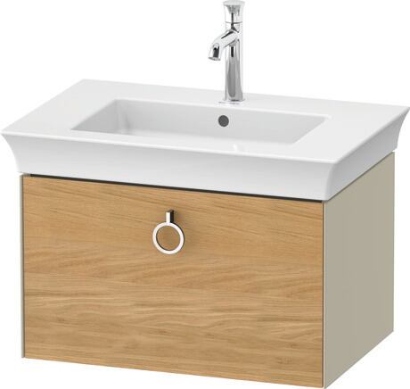 Vanity unit wall-mounted, WT42510H5H3 Front: Natural oak Matt, Solid wood, Corpus: taupe High Gloss, Lacquer