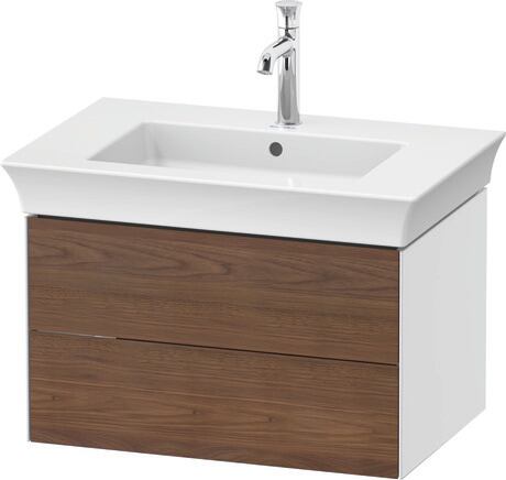 Vanity unit wall-mounted, WT434107785 Front: American walnut Matt, Solid wood, Corpus: White High Gloss, Lacquer