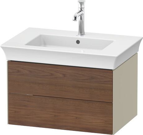 Vanity unit wall-mounted, WT4341077H3 Front: American walnut Matt, Solid wood, Corpus: taupe High Gloss, Lacquer