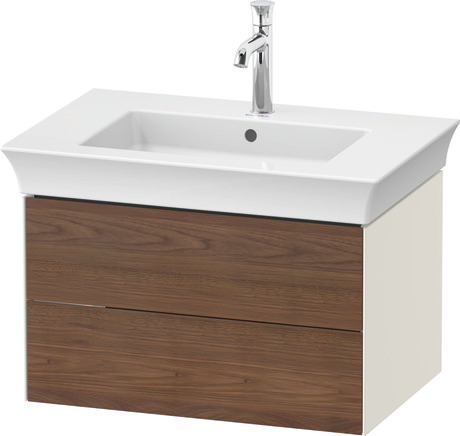 Vanity unit wall-mounted, WT4341077H4 Front: American walnut Matt, Solid wood, Corpus: Nordic white High Gloss, Lacquer