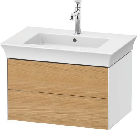 Vanity unit wall-mounted, WT43410H585 Front: Natural oak Matt, Solid wood, Corpus: White High Gloss, Lacquer