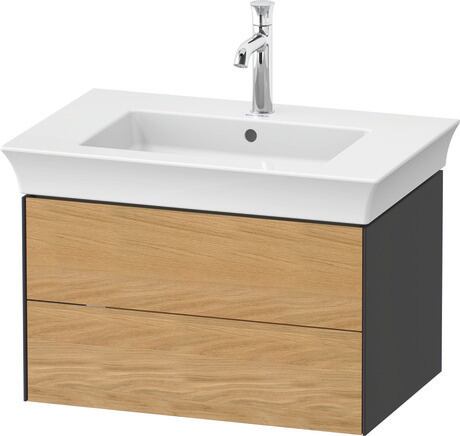 Vanity unit wall-mounted, WT43410H5H1 Front: Natural oak Matt, Solid wood, Corpus: Graphite High Gloss, Lacquer
