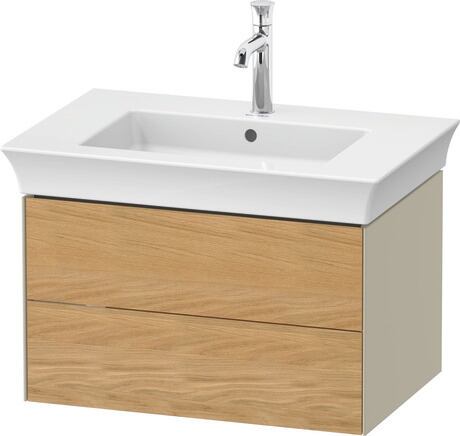 Vanity unit wall-mounted, WT43410H5H3 Front: Natural oak Matt, Solid wood, Corpus: taupe High Gloss, Lacquer