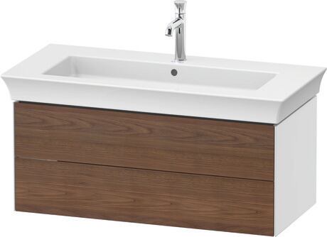 Vanity unit wall-mounted, WT434207785 Front: American walnut Matt, Solid wood, Corpus: White High Gloss, Lacquer