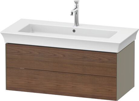 Vanity unit wall-mounted, WT4342077H2 Front: American walnut Matt, Solid wood, Corpus: Stone grey High Gloss, Lacquer