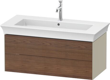 Vanity unit wall-mounted, WT4342077H3 Front: American walnut Matt, Solid wood, Corpus: taupe High Gloss, Lacquer