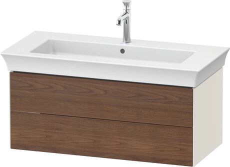 Vanity unit wall-mounted, WT4342077H4 Front: American walnut Matt, Solid wood, Corpus: Nordic white High Gloss, Lacquer