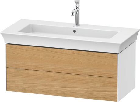 Vanity unit wall-mounted, WT43420H585 Front: Natural oak Matt, Solid wood, Corpus: White High Gloss, Lacquer
