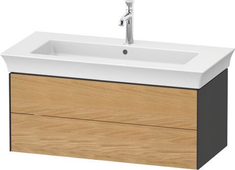 Vanity unit wall-mounted, WT43420H5H1 Front: Natural oak Matt, Solid wood, Corpus: Graphite High Gloss, Lacquer
