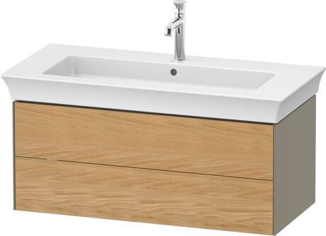 Vanity unit wall-mounted, WT43420H5H2 Front: Natural oak Matt, Solid wood, Corpus: Stone grey High Gloss, Lacquer