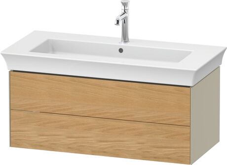 Vanity unit wall-mounted, WT43420H5H3 Front: Natural oak Matt, Solid wood, Corpus: taupe High Gloss, Lacquer