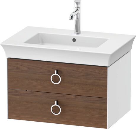 Vanity unit wall-mounted, WT435107785 Front: American walnut Matt, Solid wood, Corpus: White High Gloss, Lacquer