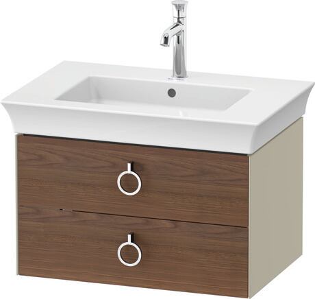 Vanity unit wall-mounted, WT4351077H3 Front: American walnut Matt, Solid wood, Corpus: taupe High Gloss, Lacquer