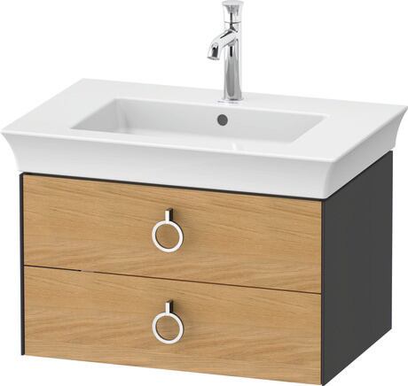 Vanity unit wall-mounted, WT43510H5H1 Front: Natural oak Matt, Solid wood, Corpus: Graphite High Gloss, Lacquer