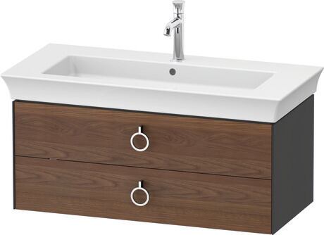 Vanity unit wall-mounted, WT4352077H1 Front: American walnut Matt, Solid wood, Corpus: Graphite High Gloss, Lacquer