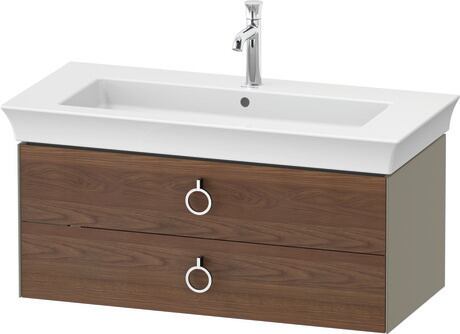 Vanity unit wall-mounted, WT4352077H2 Front: American walnut Matt, Solid wood, Corpus: Stone grey High Gloss, Lacquer