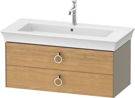 Vanity unit wall-mounted, WT43520H5H2 Front: Natural oak Matt, Solid wood, Corpus: Stone grey High Gloss, Lacquer