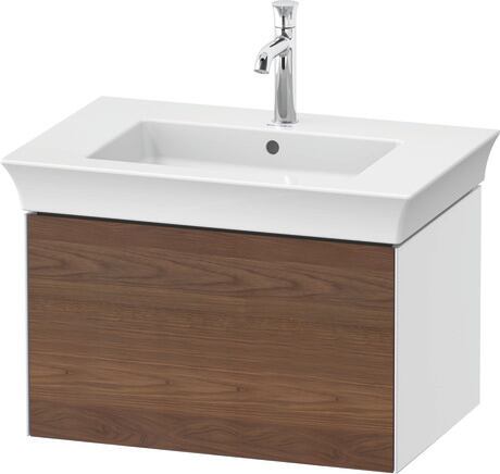 Vanity unit wall-mounted, WT424107785 Front: American walnut Matt, Solid wood, Corpus: White High Gloss, Lacquer