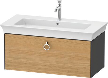 Vanity unit wall-mounted, WT42520H5H1 Front: Natural oak Matt, Solid wood, Corpus: Graphite High Gloss, Lacquer